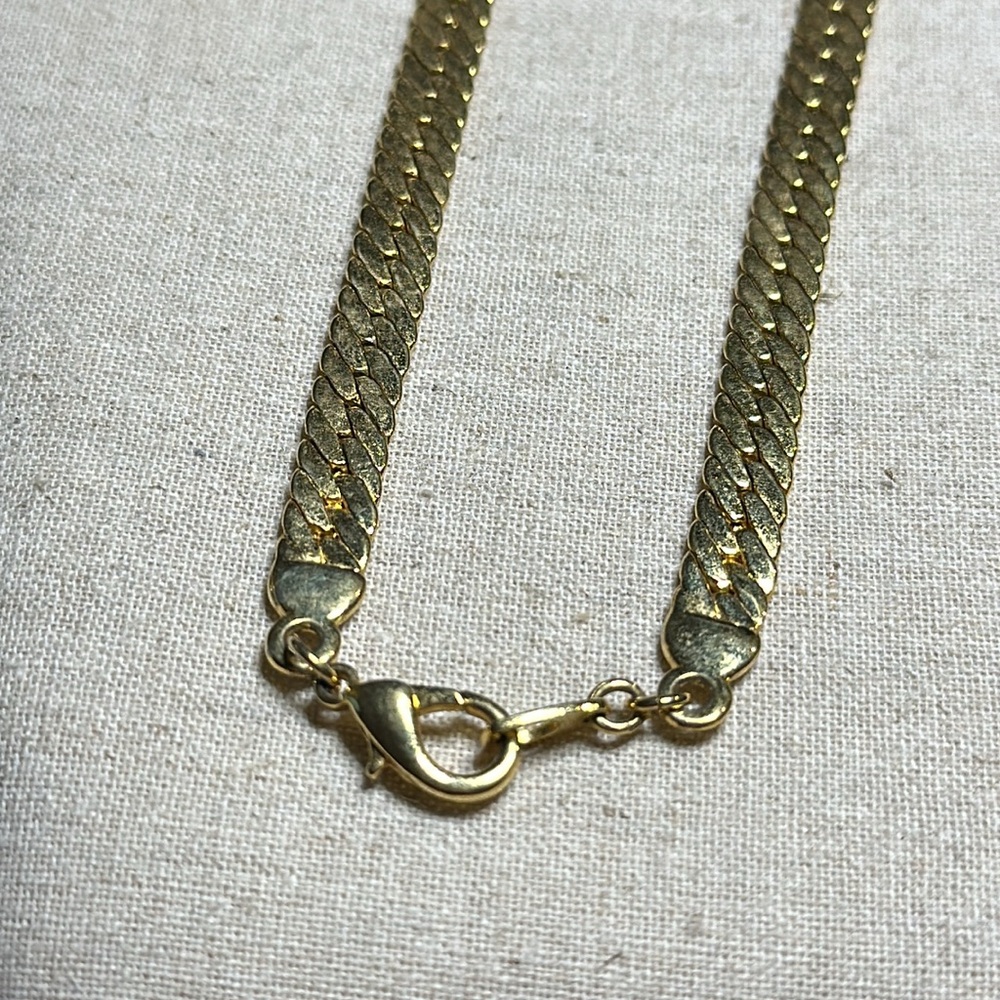 Joan Rivers Gold Choker Herringbone Classic Chain Vintage Necklace - Picture 3 of 7